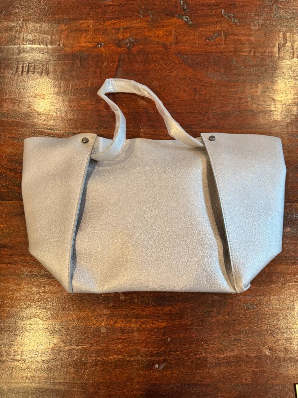 Neiman Marcus Silver Metallic Vegan Leather Exclusive Tote Bag NWOT - Picture 6 of 7